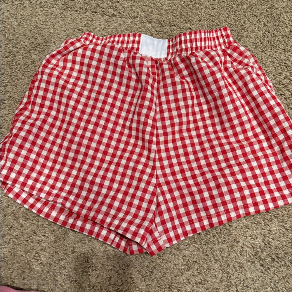 SHEIN Red and White Checkered High Waist Shorts